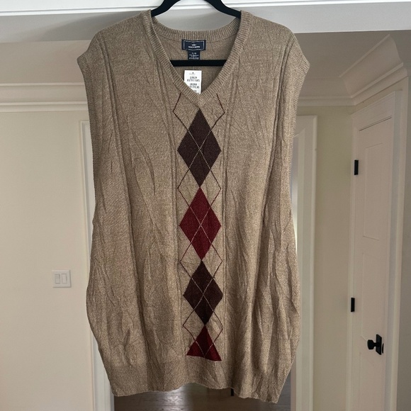 NWT Men's DOCKERS Brown Argyle Sweater Vest - Size Men's XL - Picture 1 of 10